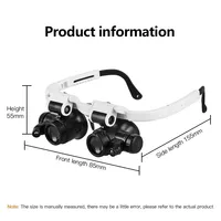 Head-Mounted Magnifier 2 LED Lamp Illuminating Microscope with 8x 15x 23x Loupe Headband Repair LED Light Magnifying Glass