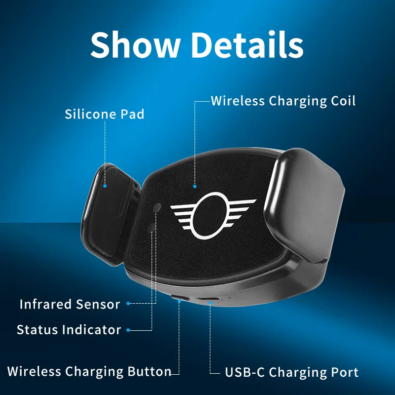 F54 F55 F56 F57 15W Wireless Charging Car Phone Holder Automatic Quick Charger Stand For MINI Cooper CLUBMAN Countryman Interior