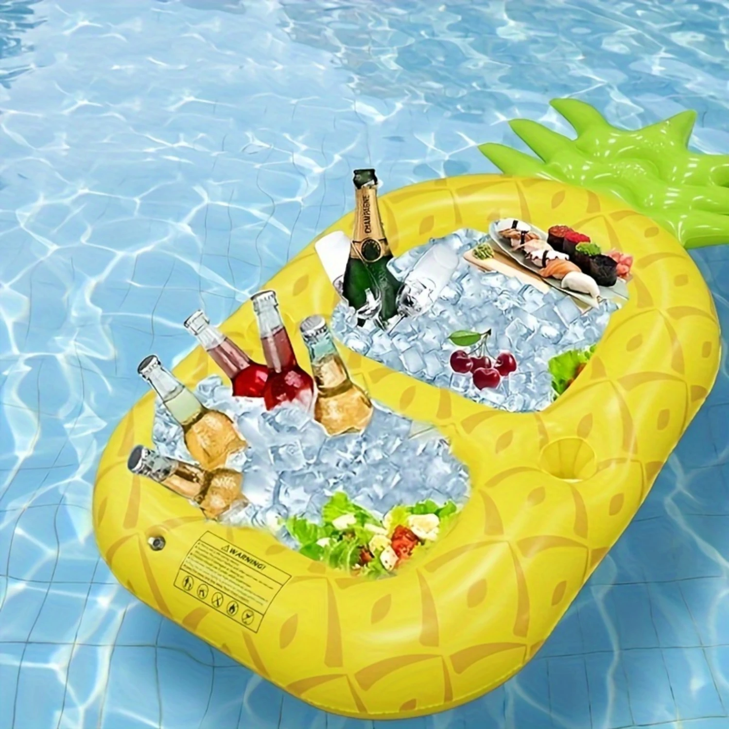 

1PC Inflatable Pineapple Drink Cooler, PVC Pool Float Beverage , Portable Blow-Up Drink Holder with Ice Bucket for Beer, Wine, D