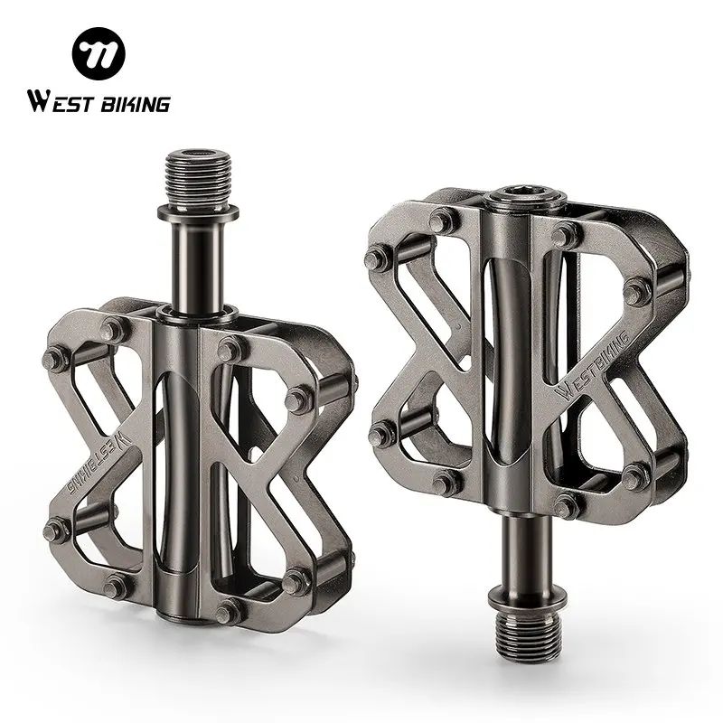 

WEST BIKING All Titanium Alloy Bicycle Pedals 3 Bearings Racing Pedal Lightweight Cycling Flat Pedal MTB Road Bike Accessories