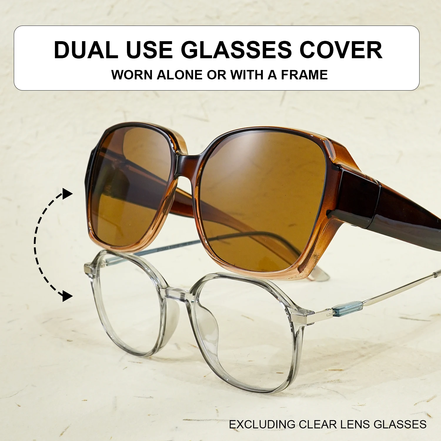 Fit-Over-Brille Retro übergroße quadratische Nachtsicht-Sonnenbrille, V400-Schutz, stilvoll für Outdoor-Sportfahrten – Detail 17