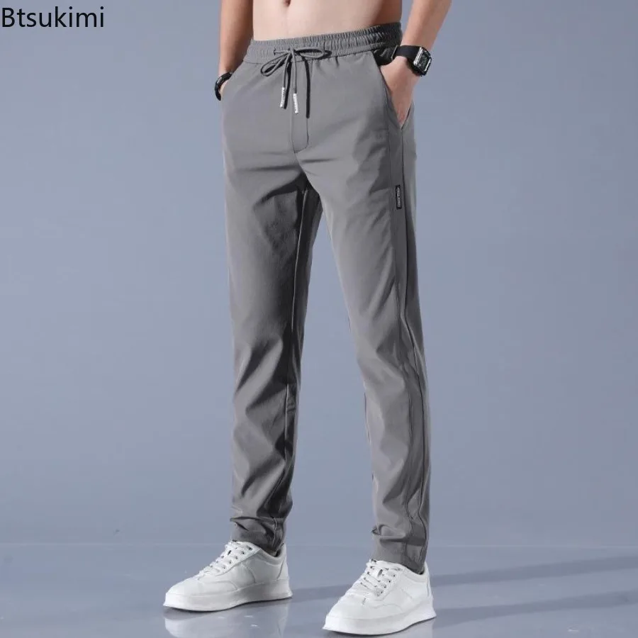 

Spring Autumn New Men's High Quality Business Casual Pants Solid Slim Elastic Breathable Straight Pants Outdoor Work Sweatpants