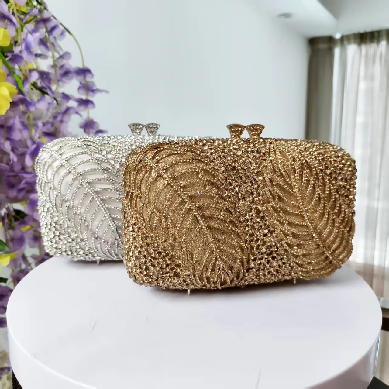 جديد حجر الراين مخلب محفظة المرأة أنيقة حفل زفاف العروس حقيبة حفلة موسيقية مساء حقيبة يد سباركلي كريستال الماس هدية عيد ميلاد #5