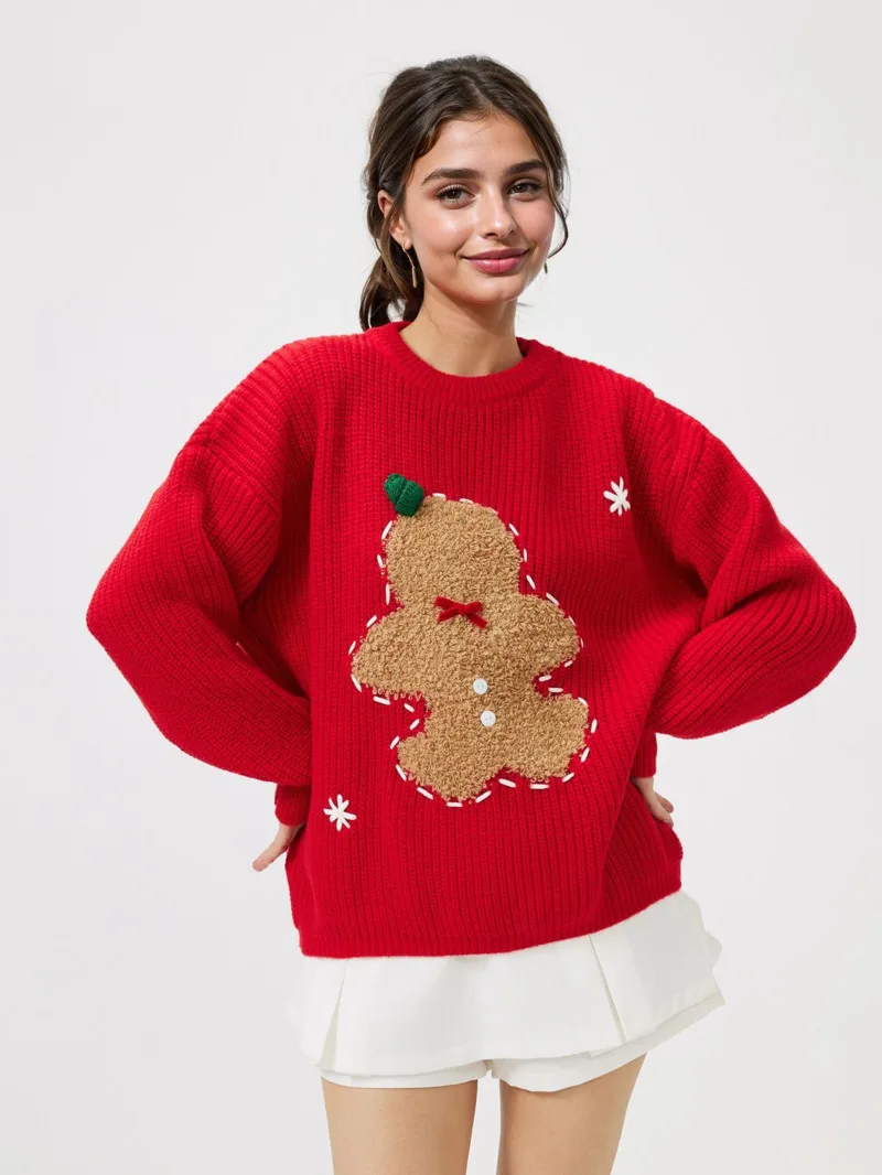 

2025 New Christmas Sweater Women's Fashion Good Quality Multiple Styles Loose Celebrating Holiday Cardigan Pullover Red New Year