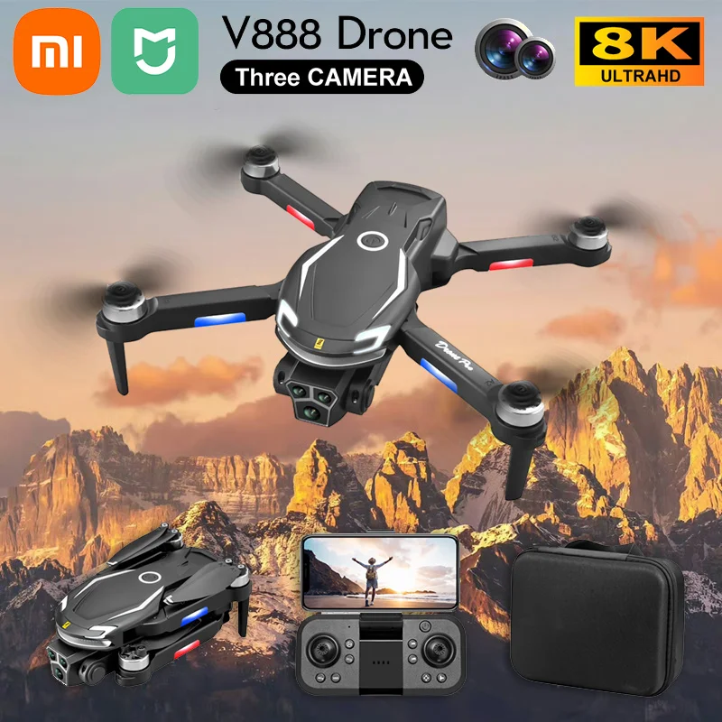 

Xiaomi MIJIA V888 4K Drone Three Camera HD Aerial Photography WIFI 5G Optical Localization Four-way Obstacle Avoidance New Dron