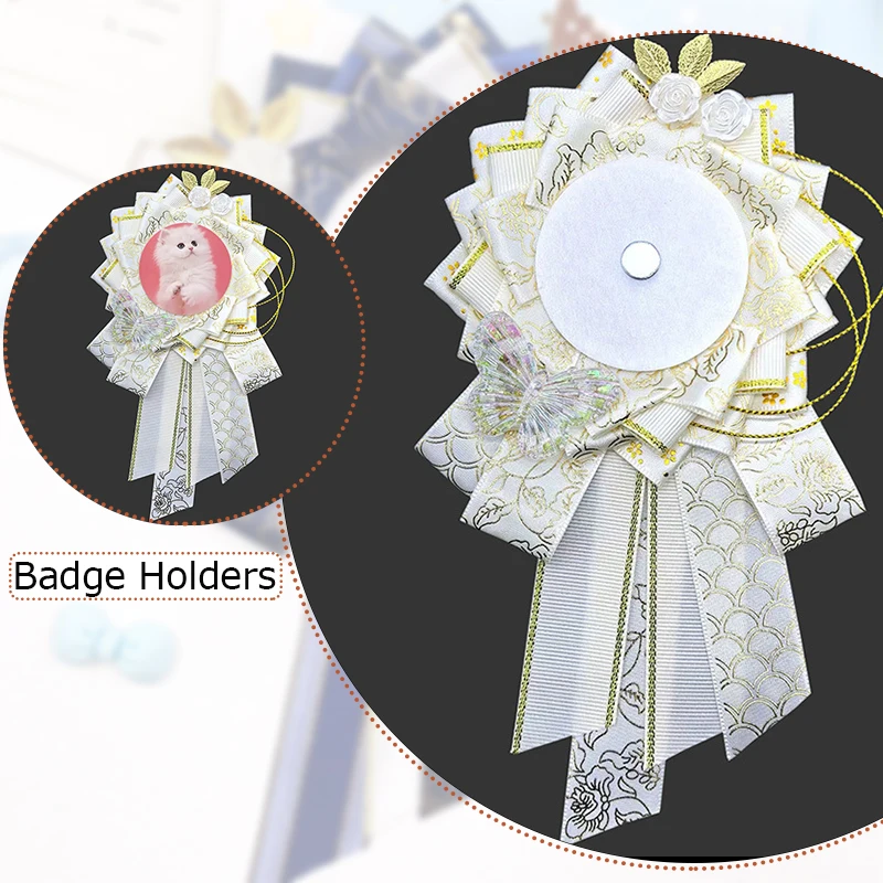 Cosplay Itabag Decor Anime Character Badge Decoration Genshin Idol Impression Ribbon Rosette Pin Holder Gorgeous Badge Protector