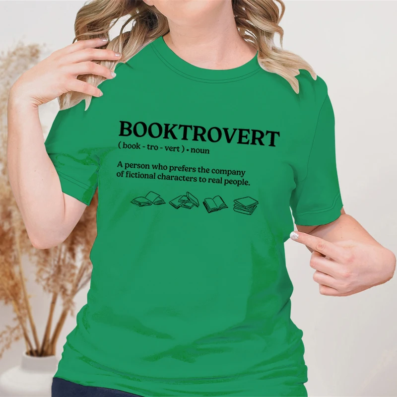 Booktrovert Pattern T-shirt 90s Funny Reading Lovers Women Clothing Summer Fashion Librarian Top Tees Women Book Worm Tshirt