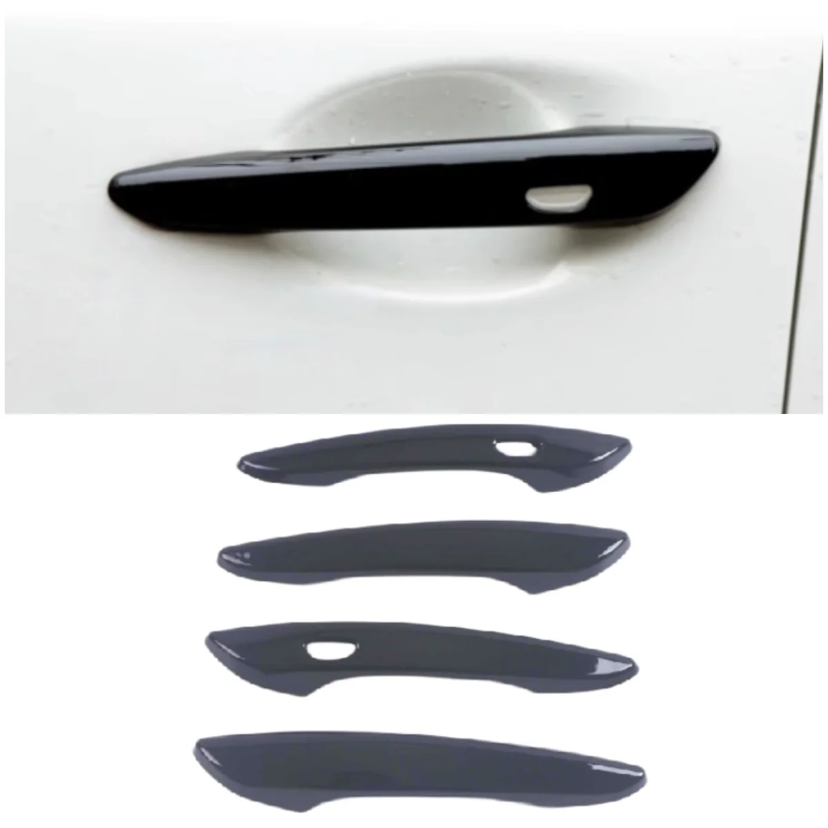 Outer ABS Glossy Black Smartkey Door Handle Side Lid Cover Trim For 2019-2023 Mazda 3/ CX-30/ CX-50 / MX-30 4-Door Protect Frame