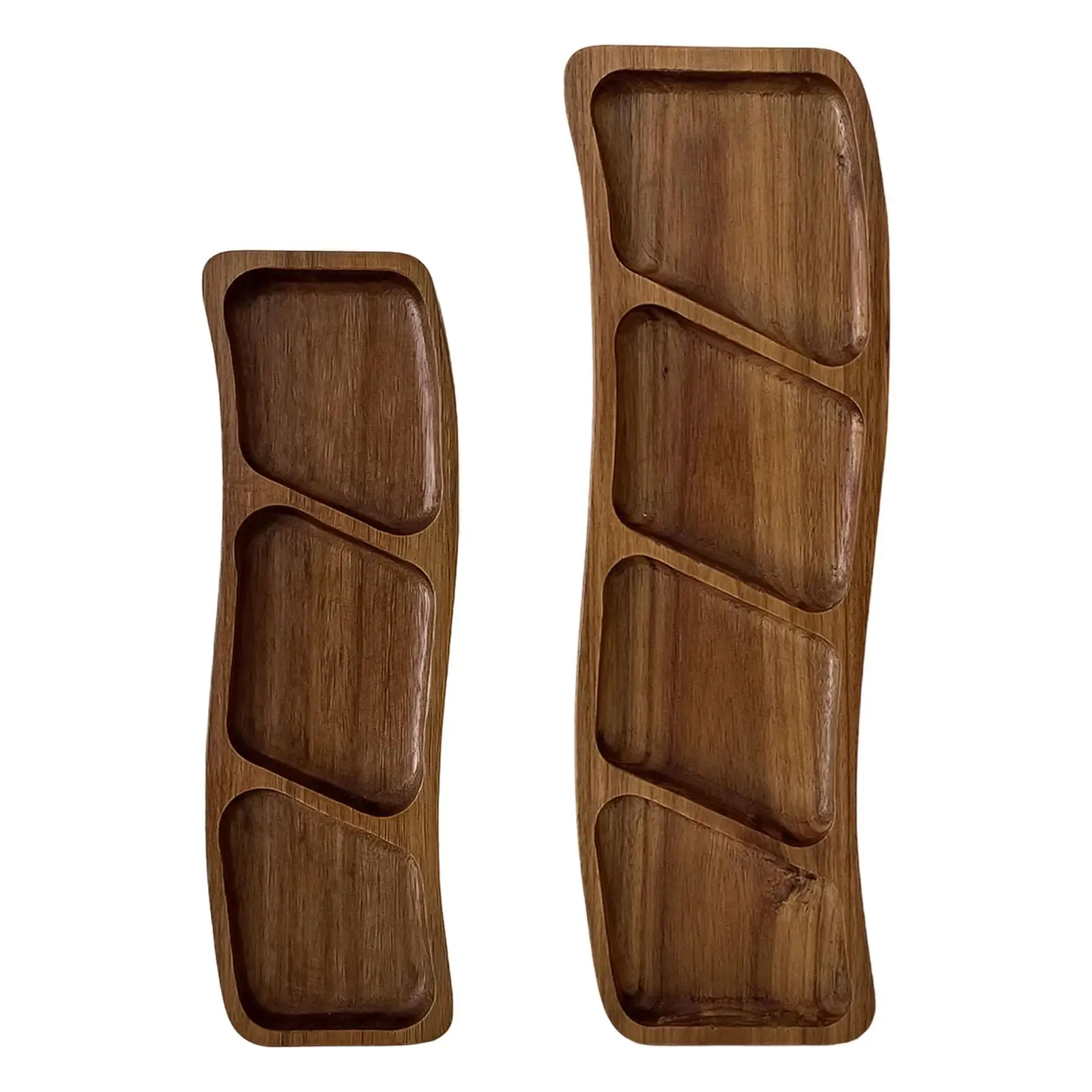 

Wood Tray for Party Dish,Food Fruit Divided Serving Tray Handcrafted Snack