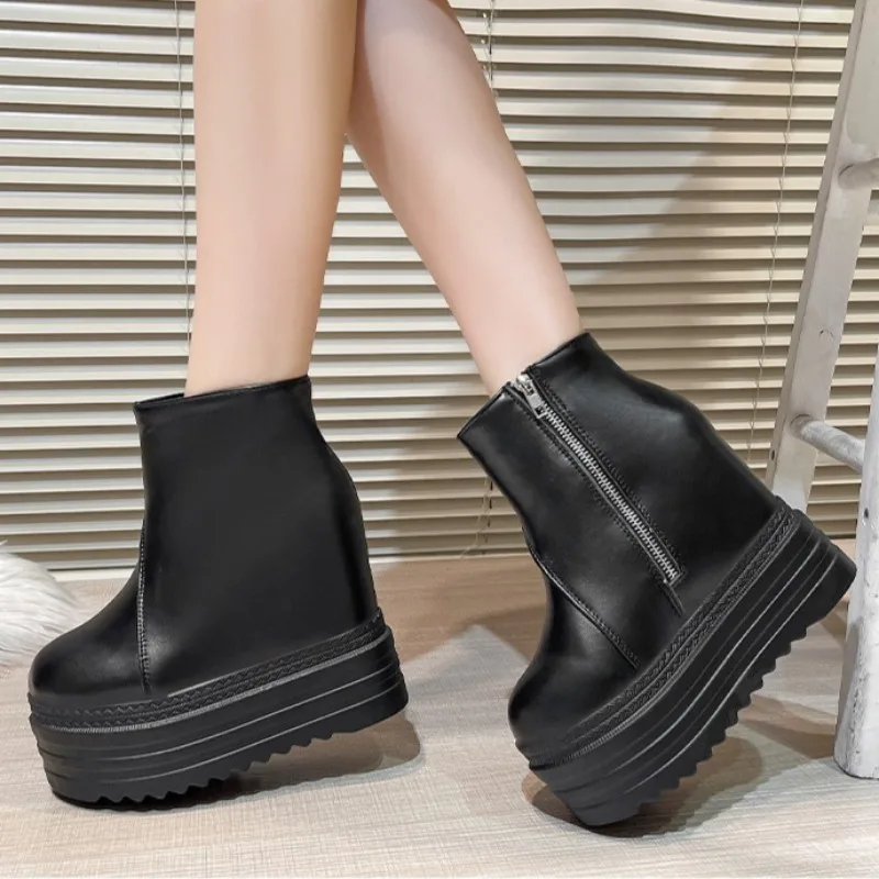 

High Heels Women Platform Ankle Boots Fashion Wedges Elegant Shoes 2025 Winter Designer Short Boots Dress Pumps Zapatillas Mujer