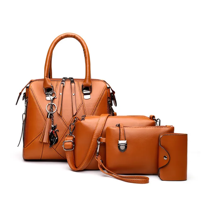4-częściowy zestaw torebek damskich Modna torebka damska i torebka 5-kolorowe czteroczęściowe skórzane torby na ramię Tote Messenger Bag Coin Purse Flap