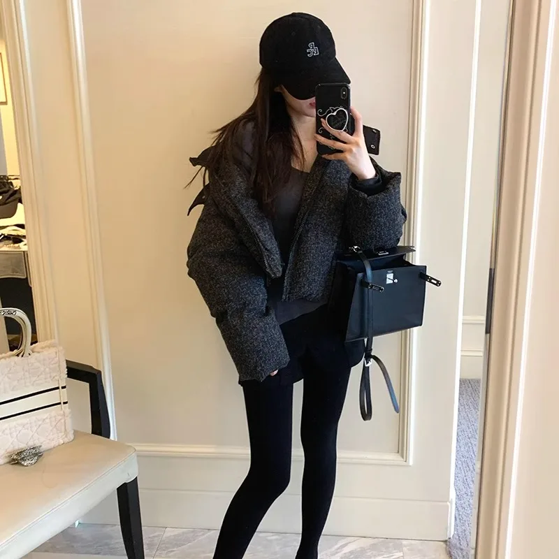 Ele Bla ort Piumino da donna con cappuccio Jaet Winter Faion Cappotto trapuntato Caldo piumino in fibra di poliestere bianco