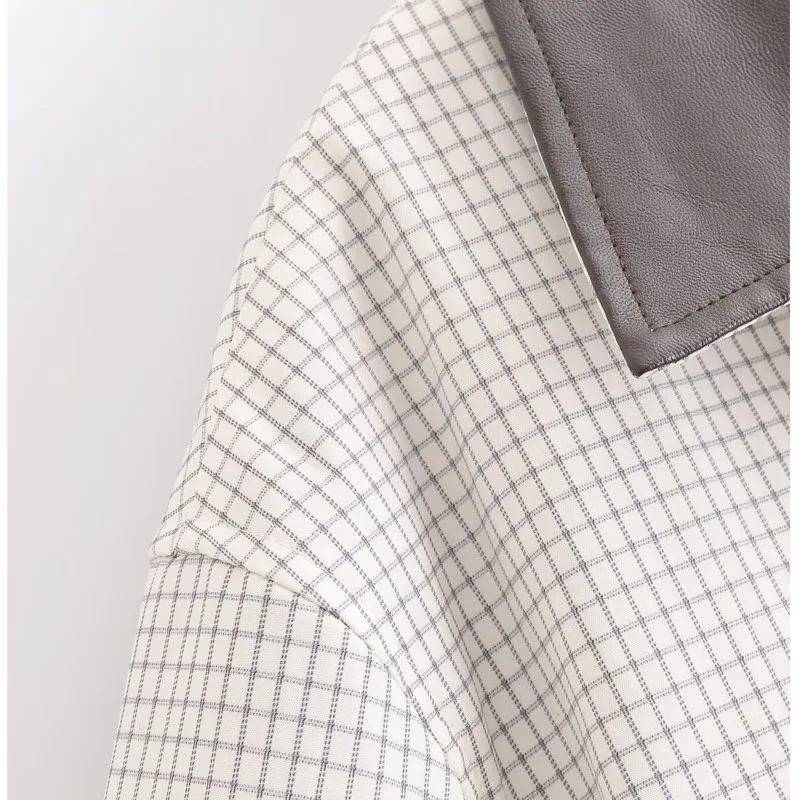 المرأة المتناقضة غرامة منقوشة التلبيب سترة واقية قصيرة الخريف عادية واحدة الصدر الإناث ملابس خارجية بأكمام طويلة #4