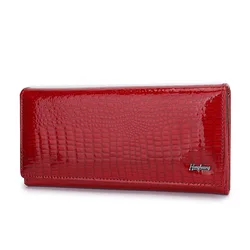 Alligator Ladies Wallet Genuine Leather Long Women's Leather Wallets Alligator Pattern Female Purse Luxury Brand Money Bag