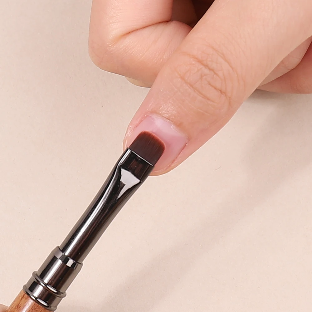 パウダー除去用木製ネイルブラシペン,丸い木製ハンドル,ジェルクリーニングツール,アクリルカバー,マニキュア,1個