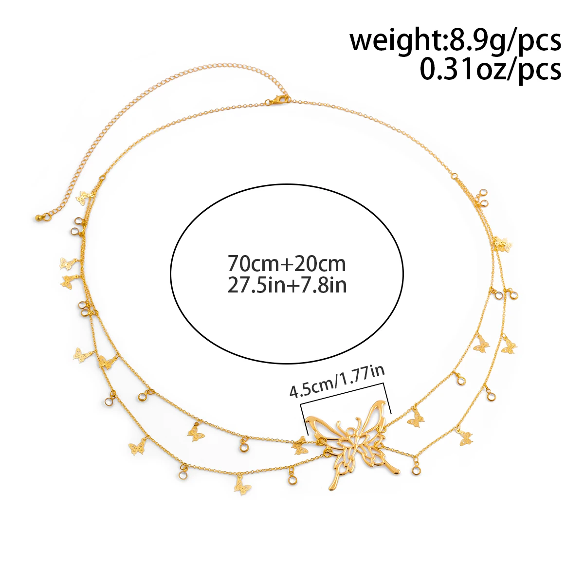 Ingemark Boho Sexy Hollow Butterfly Waist Belly Belt Chain for Women Summer Bikini Crystal Tassel Pendant Link Body Jewelry Gift