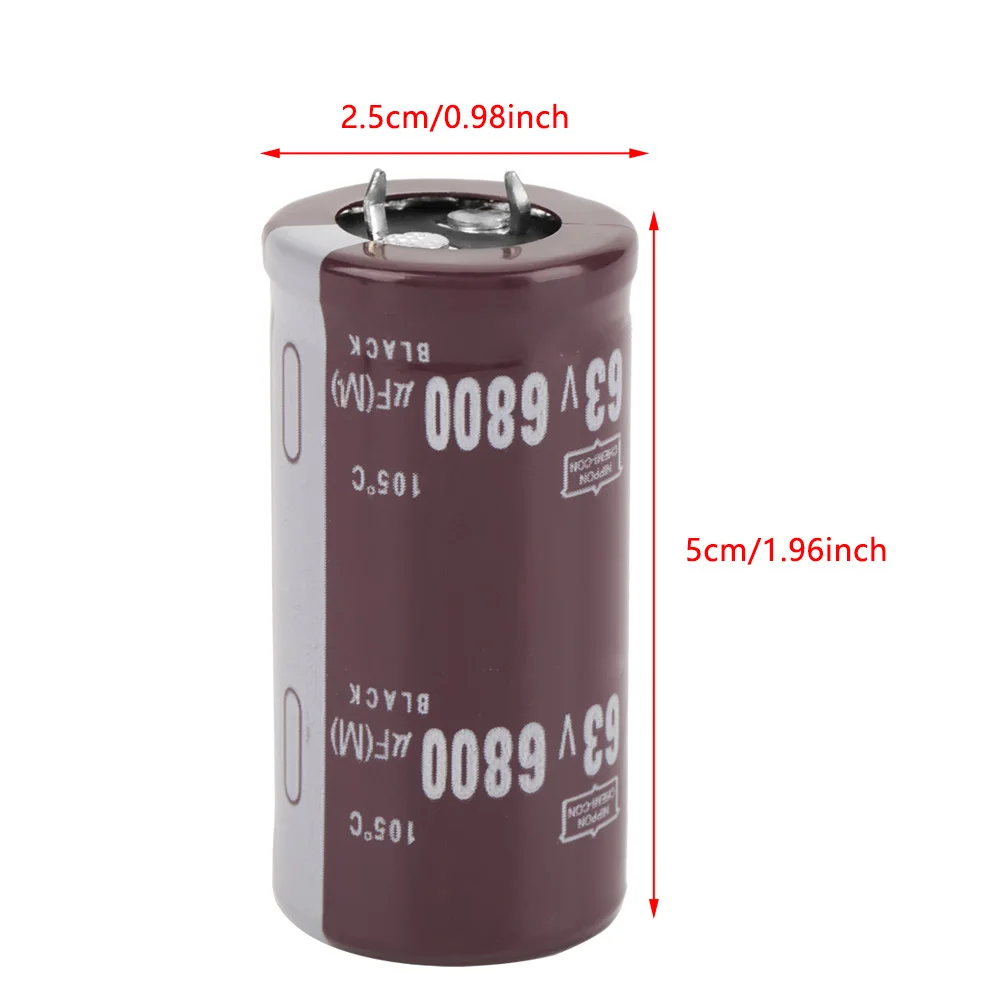 2PCS 63V Capacitor 63V Electrolytic Capacitor 6800uF Capacitor 63V 6800uF Electrolytic Capacitor 25 × 50mm 105℃ Capacitor