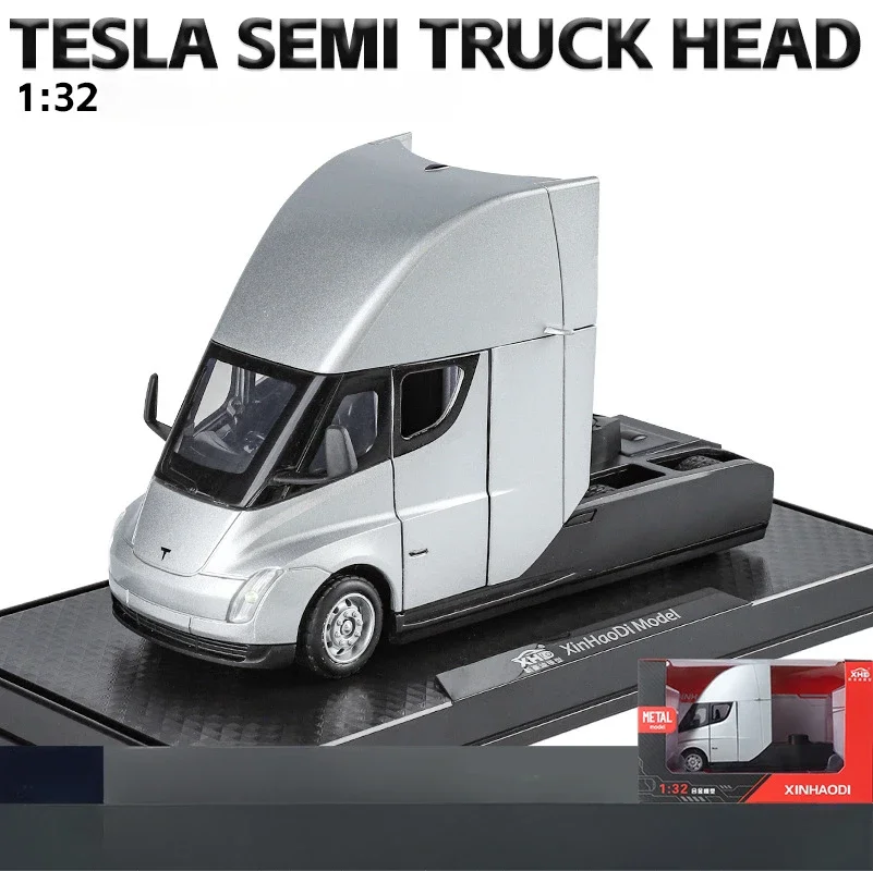 1:32 Tesla SEMI truck Head Alloy Car Diecasts & Toy Vehicles Metal Toy Car Model Sound and light Collection Kids Toy Christmas