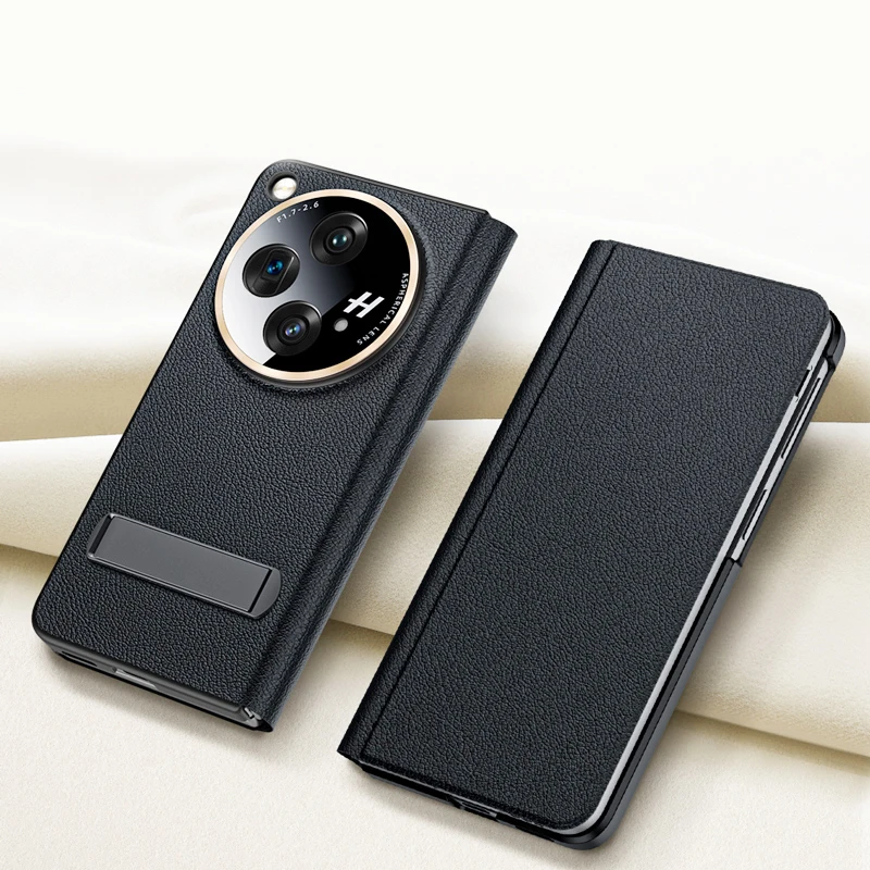 Official PU Leather Case For OPPO Find N3 Magnetic Shockproof Folding Cover with Metal Kickstand for One Plus Open