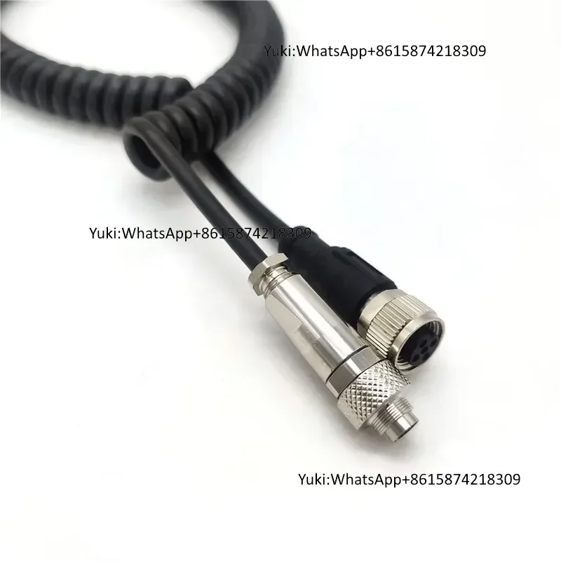 M12 Spiral Male to Female 4-Pin TPU Coil Cable Connector IP68 Waterproof with Brass Contacts and  for LED