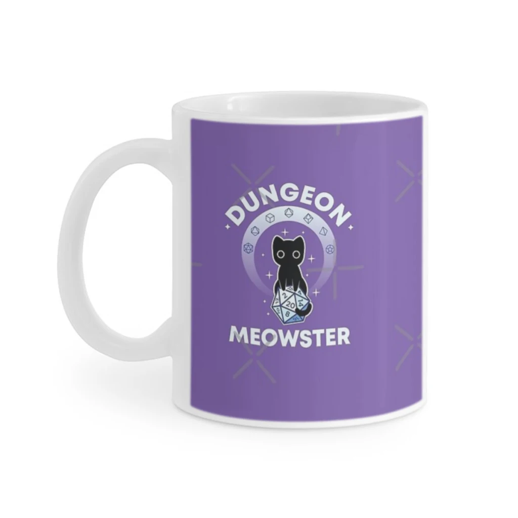 Dungeon Meowster Dice Coffee Ceramics Mugs Tea Cup Milk Cups Gifts Drinkware Coffeeware