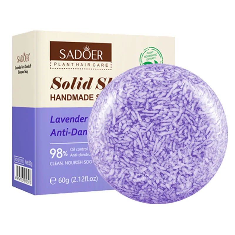 Shampoo-Seife, handgemachte Seife, ätherisches Pflanzenöl, Shampoo-Seife, Ingwer, Bambuskohle und Lavendel, Polygonum Multiflorum