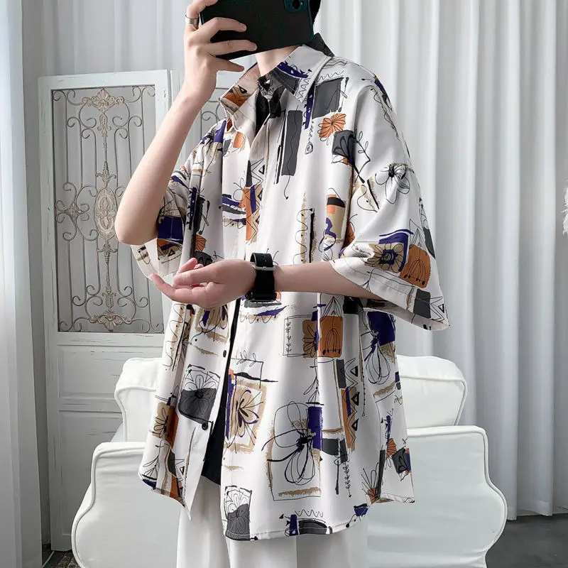 2023 Summer New Fashion Shirt Men Loose Comfortable Casual Half-sleeved All-match Boutique Clothing Simple Style