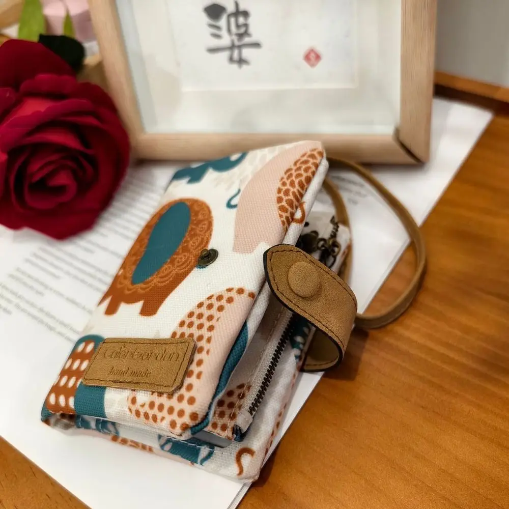 Cute Zipper Hasp Short Wallet PU Leather-Capacity Money Bag Printing Coin Purse Women Girl