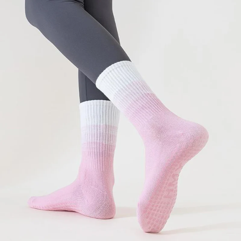 1/5 pairs Cotton Breathable Yoga Sock Solid Color Striped Anti-slip Sports Socks Pilates Socks Dance Fitness Training Sock