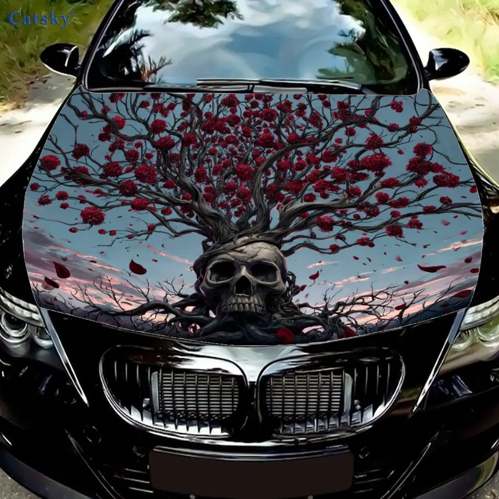 

Skull Blood Tree Car hood packaging sticker, PVC material, self-adhesive waterproof, anti-slip paint, car exterior decoration ac