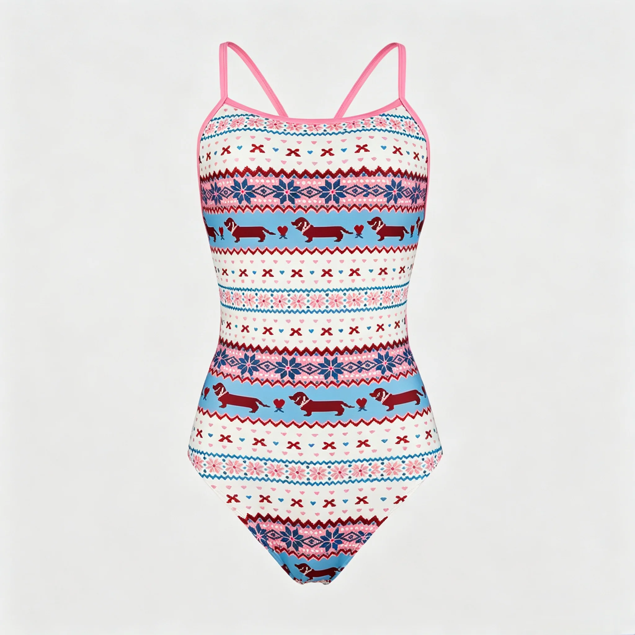 Professional Speed Swimming Suit Women's Sport Training One-Piece Swimsuit High Elasticity Quick Dry No Sleeve round Neck Print