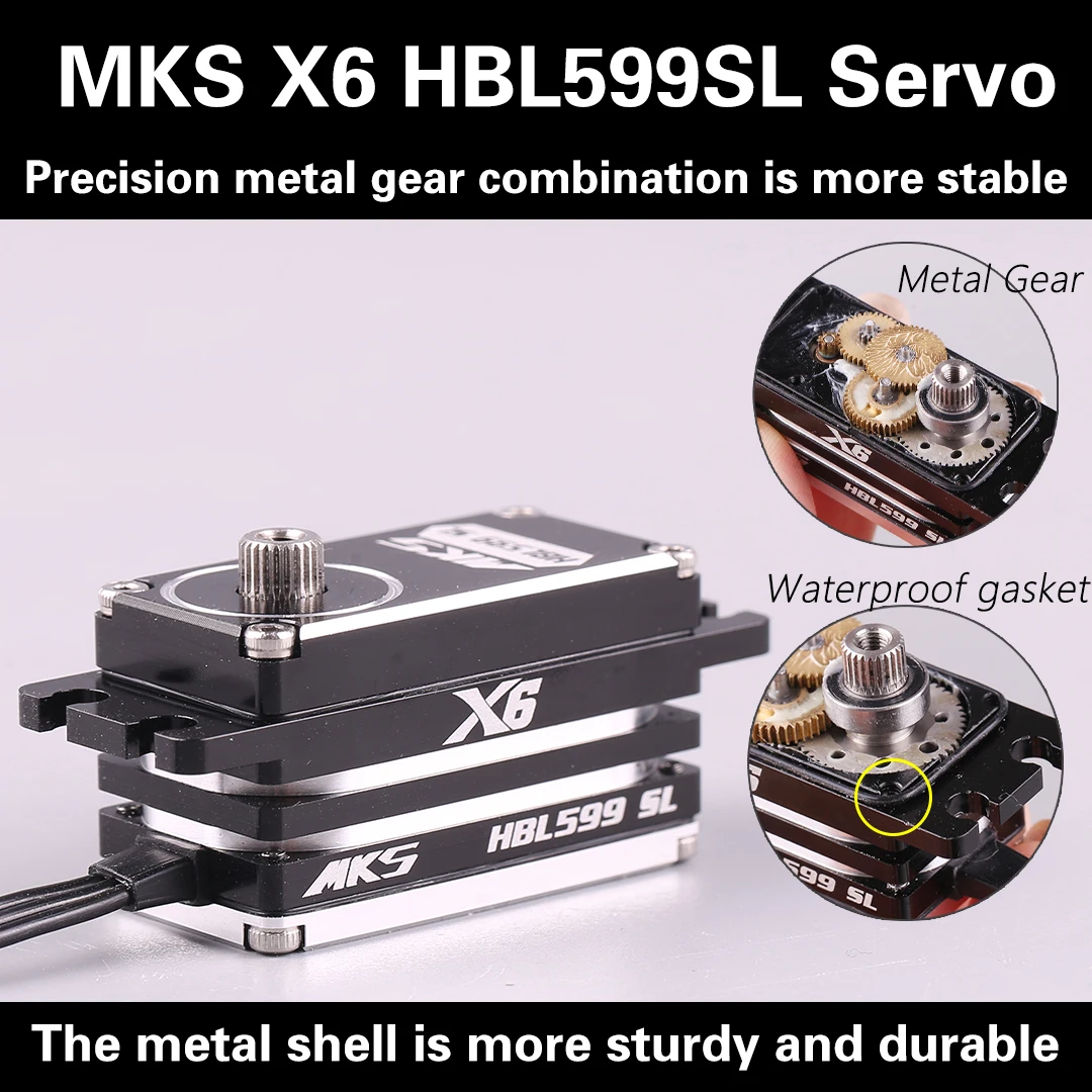 

MKS X6 HBL599SL Цифровой сервопривод с металлической шестерней Короткая версия Бесщеточный сервопривод Модель самолета с дистанционным управлением