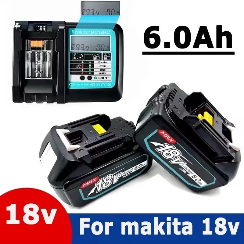 

Rechargeable Battery BL1860B 18V 6000mAh Backup Battery For Makita 18VBL1860 BL1840 BL1850 Cordless Drill With DC18RF 3A Charger