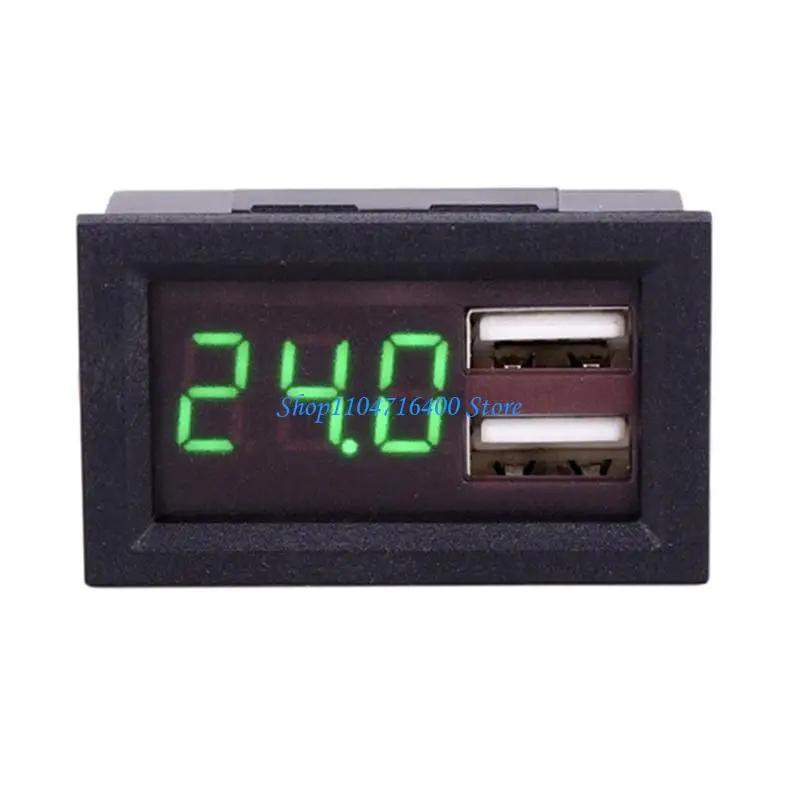 

y1gd Digital Mini Voltmeter Gauge Tester Mount Car Motorcycle Battery Monitor Meter LED Display Panel Dual USB