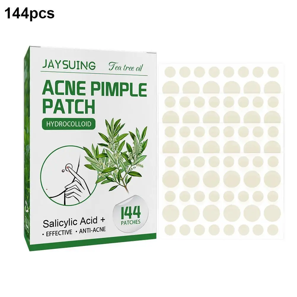 144pcs Hydrocolloid Salicylic Acid Acne Pimple Patches Treatment For Zits Blemishes Tea Tree Oil Acne Patch Redness Repair Care