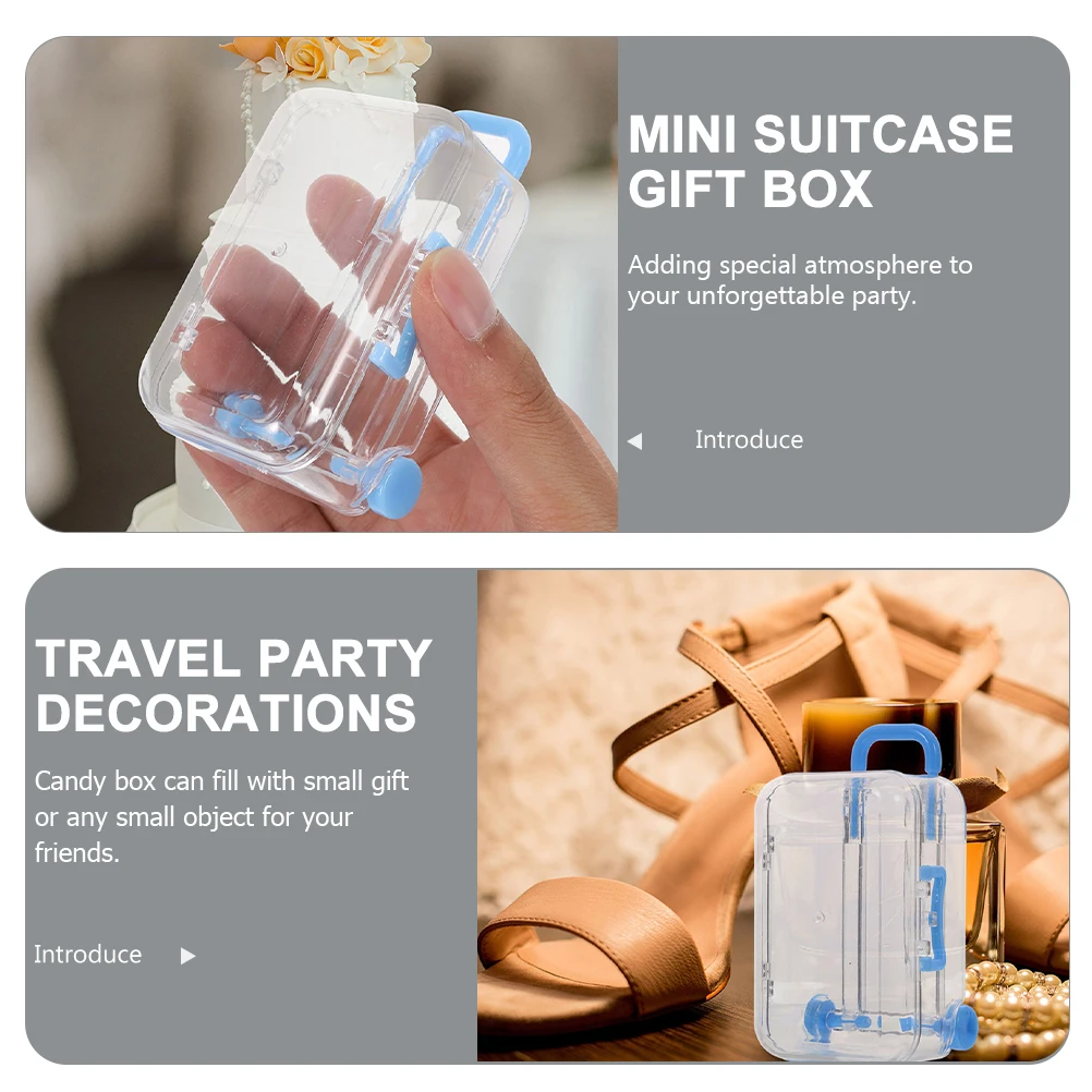 

6 Pcs Mini Suitcase Gift Box Transparent Black Small Size Wedding Bridal Shower Travel Candy Boxes Storage