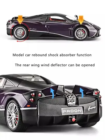 1:18 Pagani Fengshen Modello di auto in lega Simulazione Suono e luce Ritorno Auto giocattolo Auto sportiva in metallo Collezione ragazzo Ornamenti Regalo