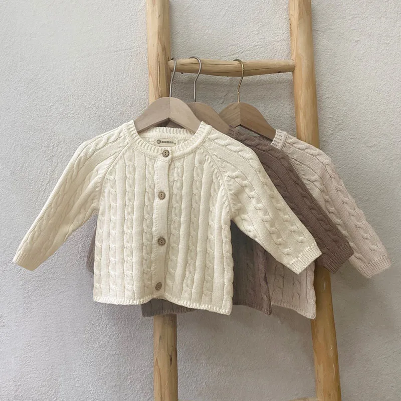 

2024 New Autumn Winter Toddler Baby Girl Knitting Cardigan Long Sleeved Solid Color Knitted Cardigan Newborn Baby Sweater Coat