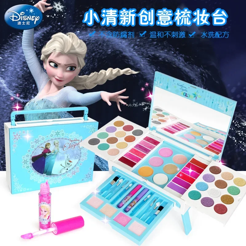 Disney princess girls Frozen creative dressing table set with gift box Elsa Anna Pretend Play Fashion Toys  Kids Birthday Gift