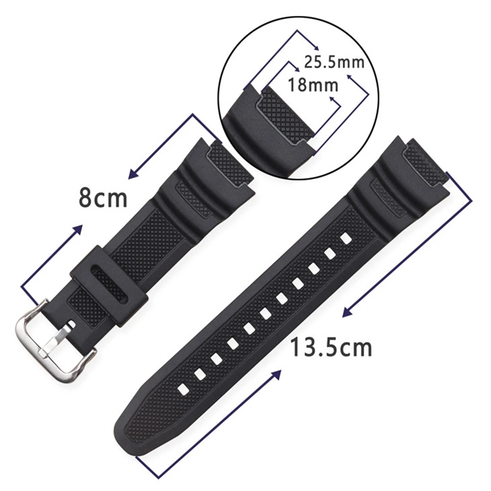 For Casio AQ-S810W SGW-400H AE-1000W AE-1200 F-108WH W-215 W-735H Sport Watch Band Watchband Straps Wrist Bracelet Black