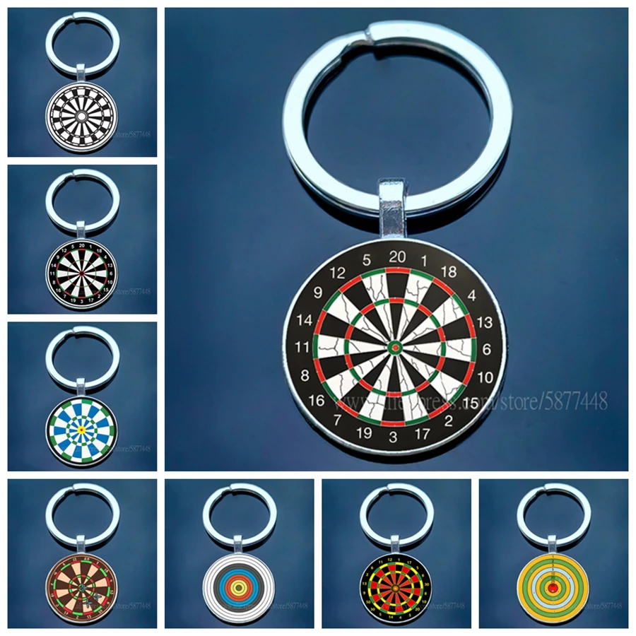 LLavero de objetivo de dardo con personalidad, diseño de objetivo de dardo, llavero de cúpula de cristal, llavero de coche para hombres y mujeres, joyería