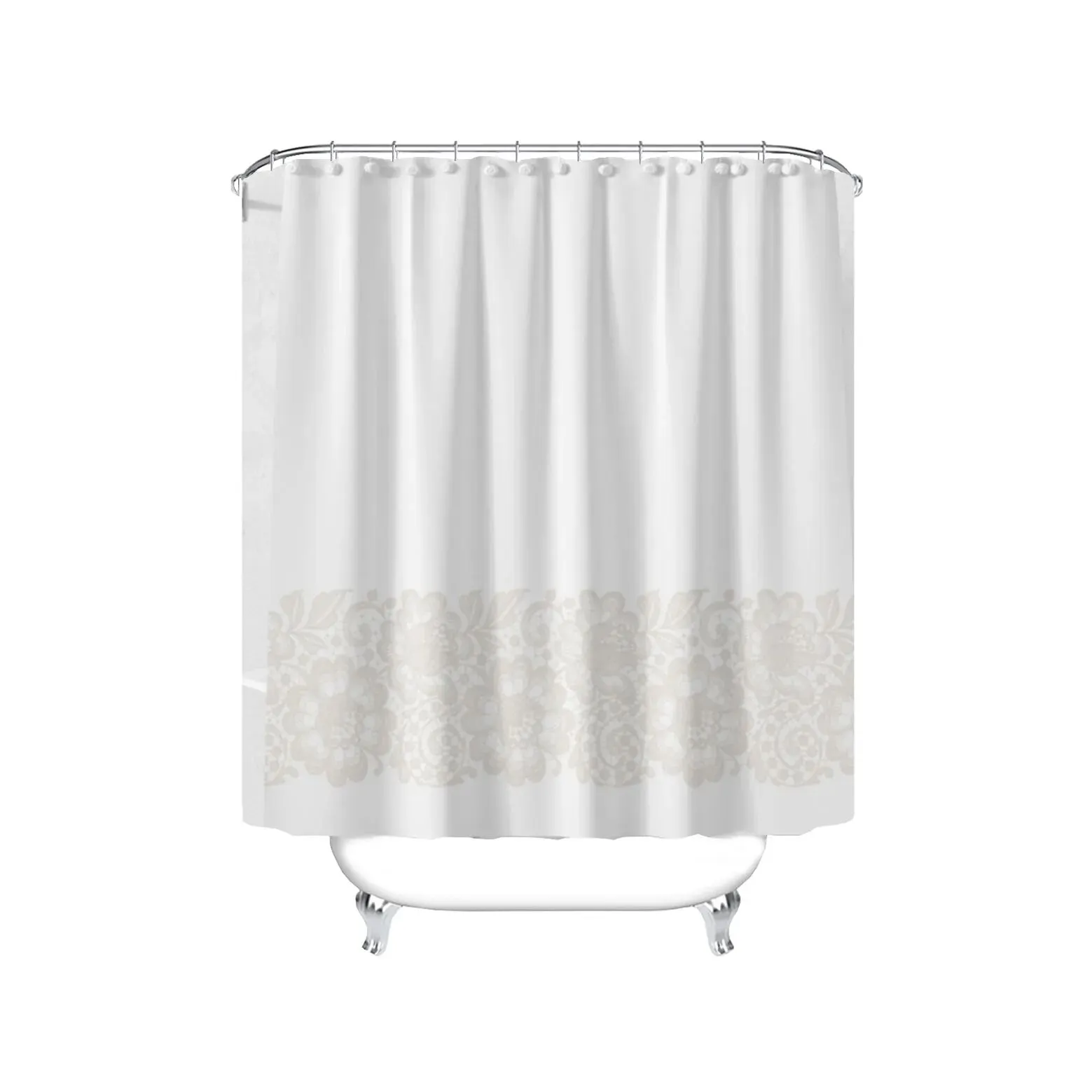 Elegant Flower Shower Curtain Liner 72X72 PEVA with Rustproof Metal Grommet Odor Free and and Compatible with Standard Showers