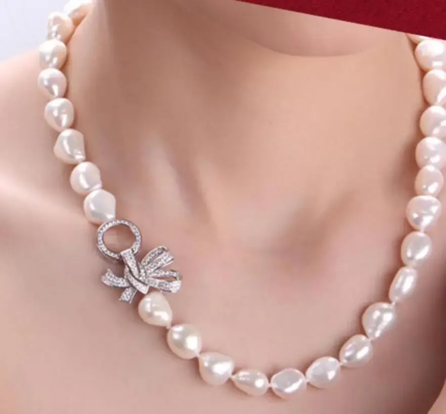 

Ожерелье из белого жемчуга в стиле барокко Южного моря 9-10 мм 18