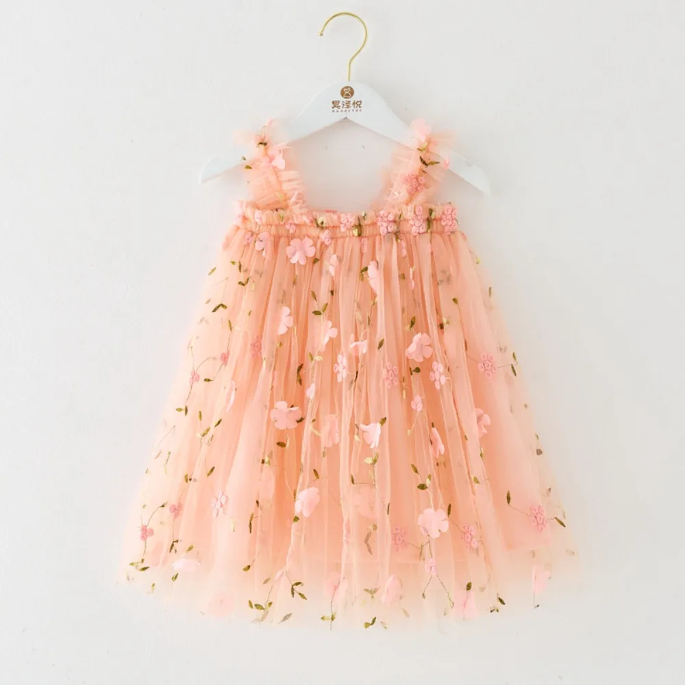 

Fairy Strap Baby Girls Dress Fashion Acrylic Fibers Ventilate Princess Dress Wings Butterfly Mesh Dress