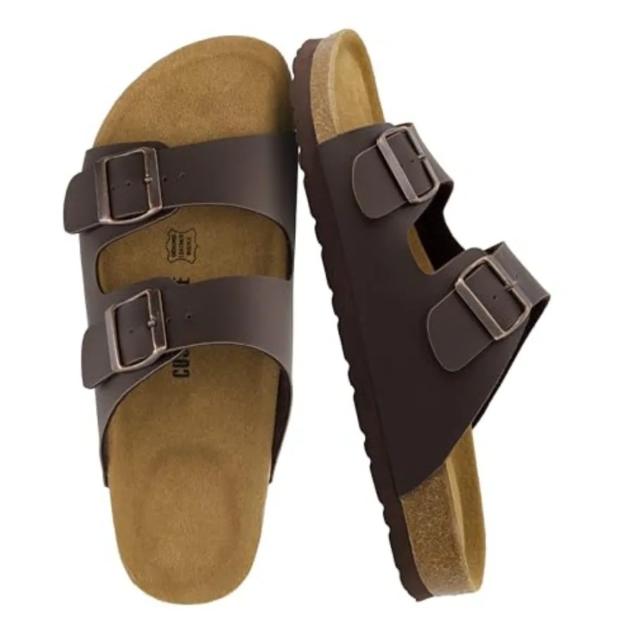 

Lane Cork Footbed Mens Sandals, Adjustable Buckle Comfort Slides for Men, Genuine Leather Insole Summer Sandals Men Footwear