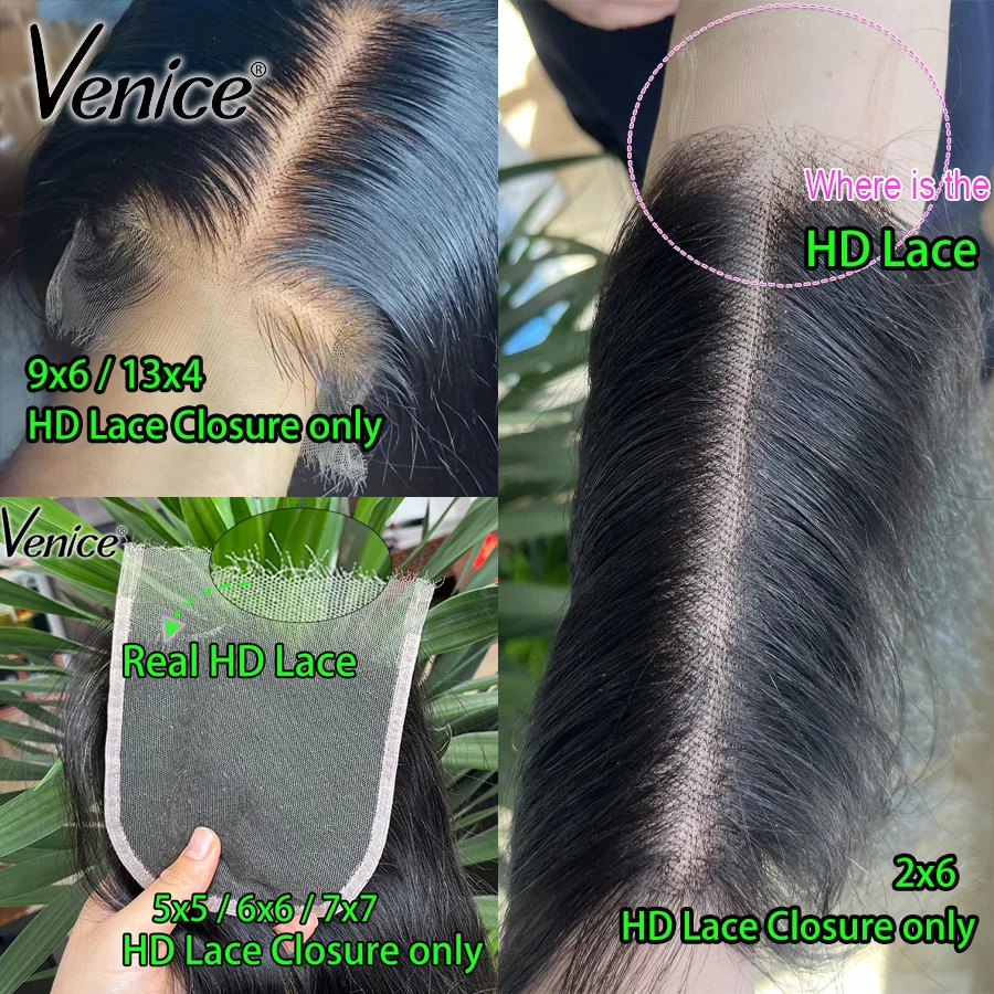 Venice HD Lace Closure 6x6 13x4 Straight Body Wave Hair Real HD Lace Frontal Closure Only Melt Skin PrePlucked invisible HD Lace