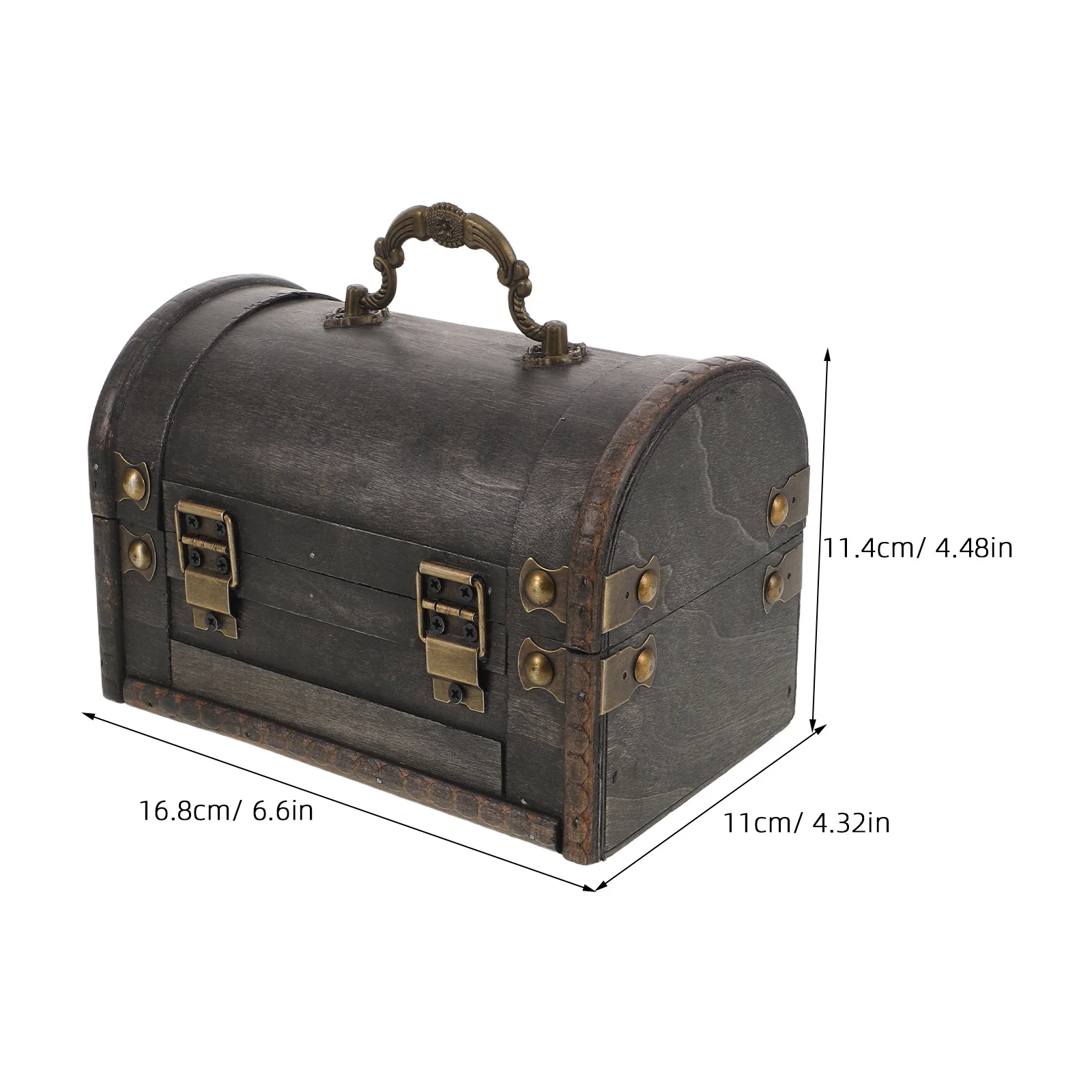 Vintage Jewelry Box Wooden Keepsake Chest Small Trinket Storage Organizer Retro Ring Container Decorative Treasure Case