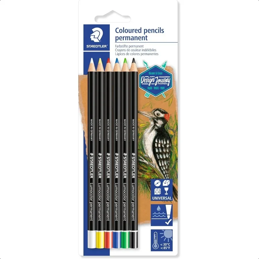 

Permanent Colored Pencils PreSharpened Perfect for Light and Dark Paper Set of 6 10820BK6C Multicoloured 10820BK6CST