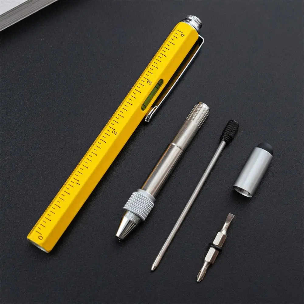 Gadgets de règle tactile à écran unique, niveau à bulle, stylo à bille multifonctionnel, stylo de calcul, stylo de travail, puzzles, stylo itif, 2 pièces