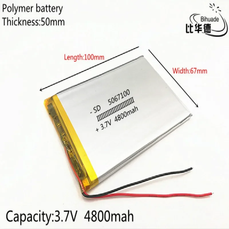 3.7V,4800mAH 5067100 (polymer lithium ion battery) Li-ion battery for tablet pc 7 inch 8 inch 9inch